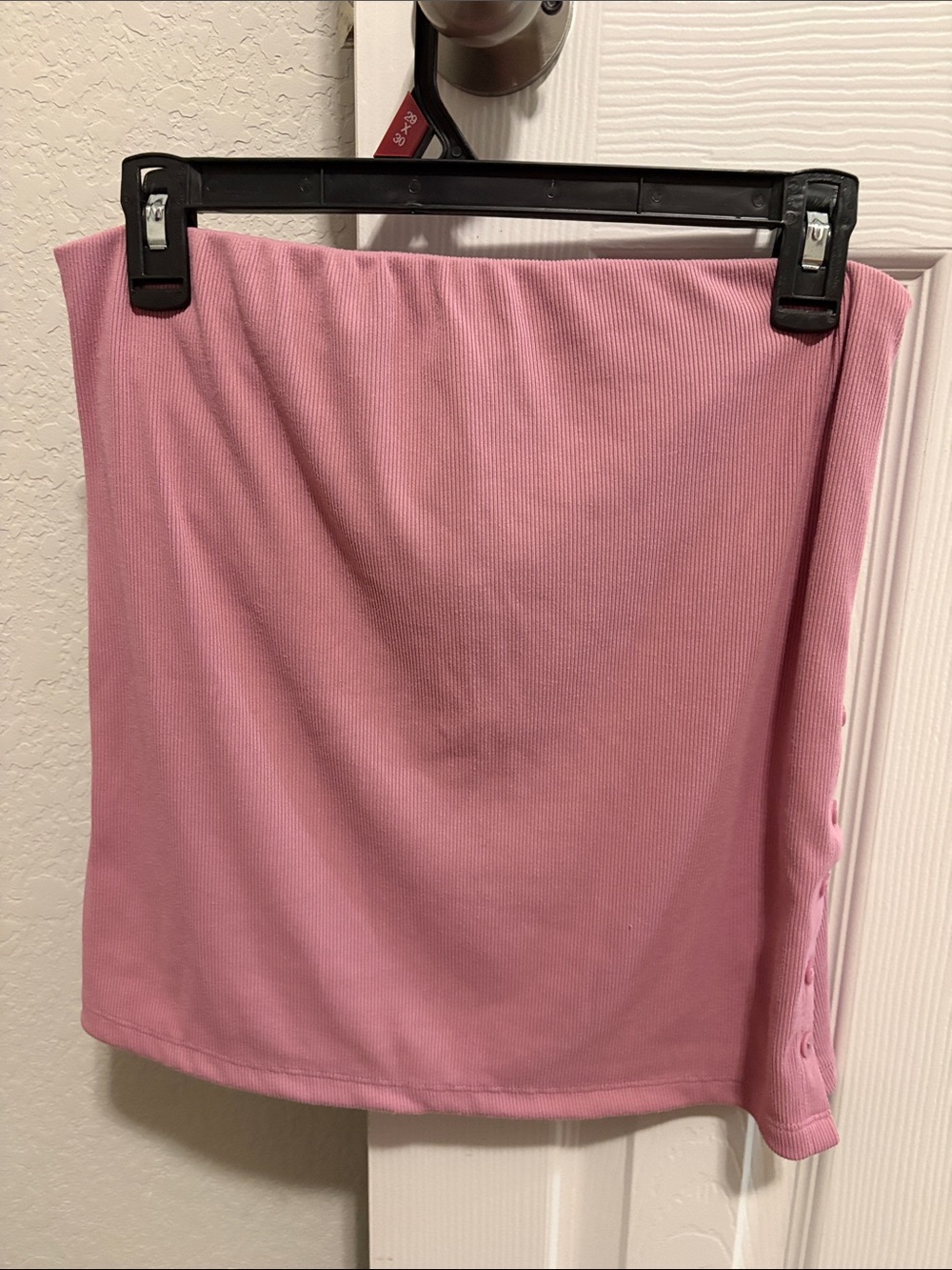 Abercrombie & Fitch Pink Ribbed Button-Trim Mini Skirt